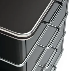 Schreibtische|Tische * Müller Möbelfabrikation Schreibtisch Stahlblech Chromleiste Schwarz