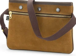 Umhänge- & Handtaschen|Handtaschen * Croots Schultertasche Veloursleder, Braun