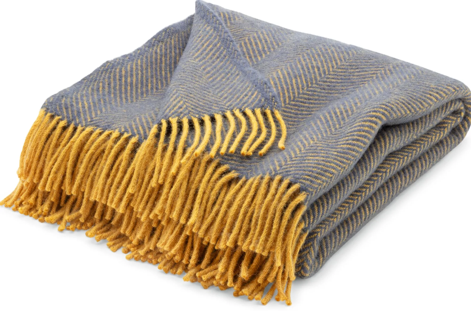 Decken * Tweedmill Textiles Schurwolldecke Fischgrat Blau