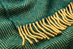 Decken * Tweedmill Textiles Schurwolldecke Fischgrat Dunkelgrün