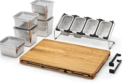 Aufbewahrungsdosen|Schneidbretter * Frankfurter Brett Set Mono mit Edelstahlbehälter-Set
