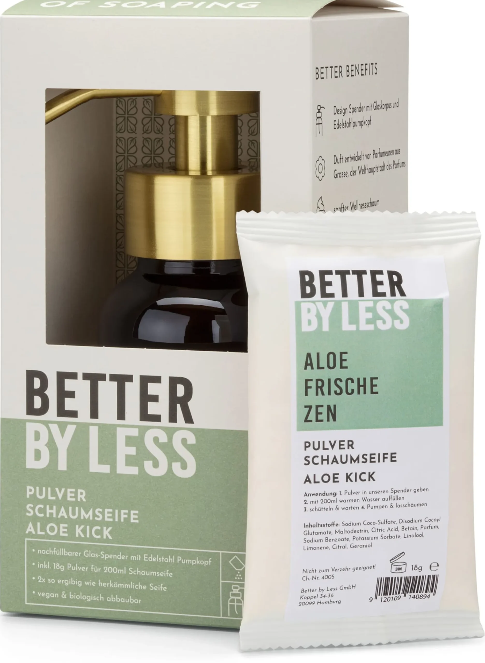Hautpflege|Badaccessoires * Better by Less Set Schaumspender und Handseifenpulver Aloe vera
