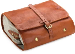 Kulturbeutel|Kulturtaschen * Sonnenleder Hängekulturtasche Natur