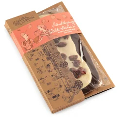 Schokolade * Goldhelm Schokoladen Manufaktur Tafelschokolade „Mandelnougat & Walderdbeere“