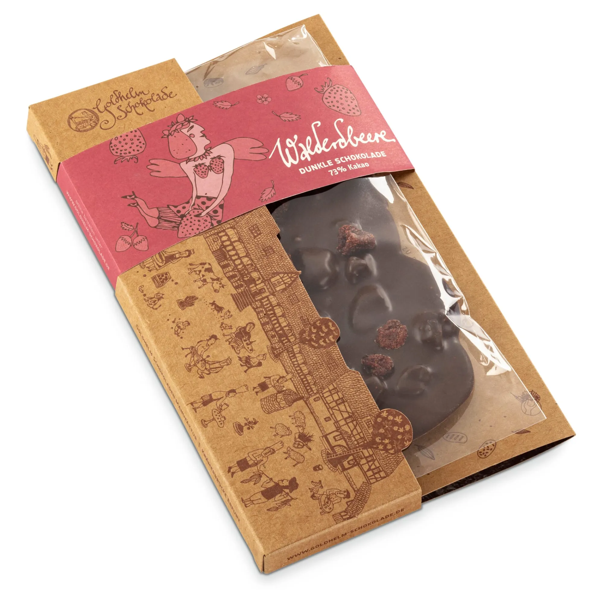 Schokolade * Goldhelm Schokoladen Manufaktur Tafelschokolade „Walderdbeere“