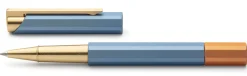Tintenroller|Kugelschreiber * YStudio Tintenroller Aluminium und Messing Blau
