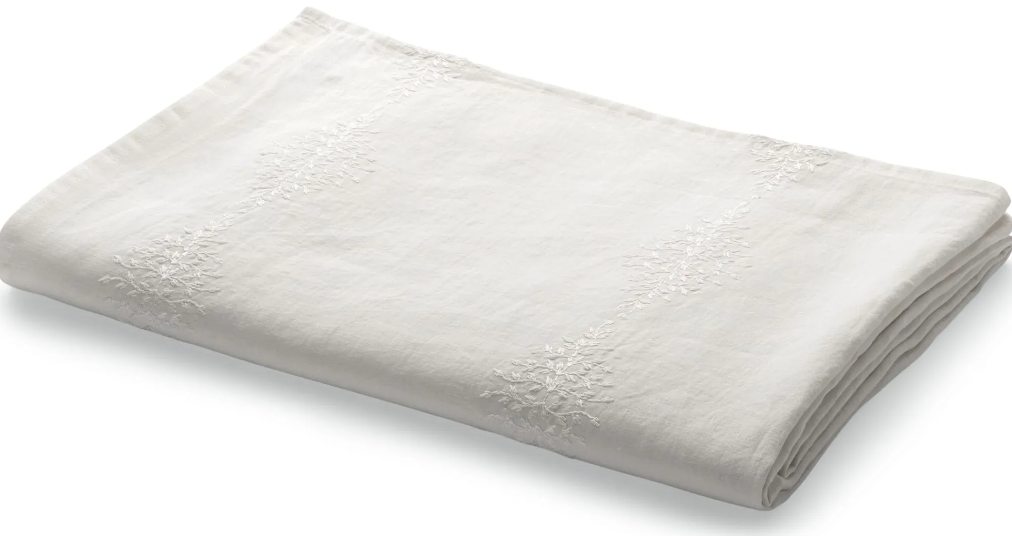 Tischwäsche * Charvet Editions Tischdecke Leinen Blätterranke Weiß