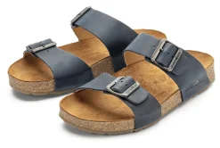 Sandalen|Freizeitschuhe * Haflinger Unisex-Pantolette mit Fußbett Blau
