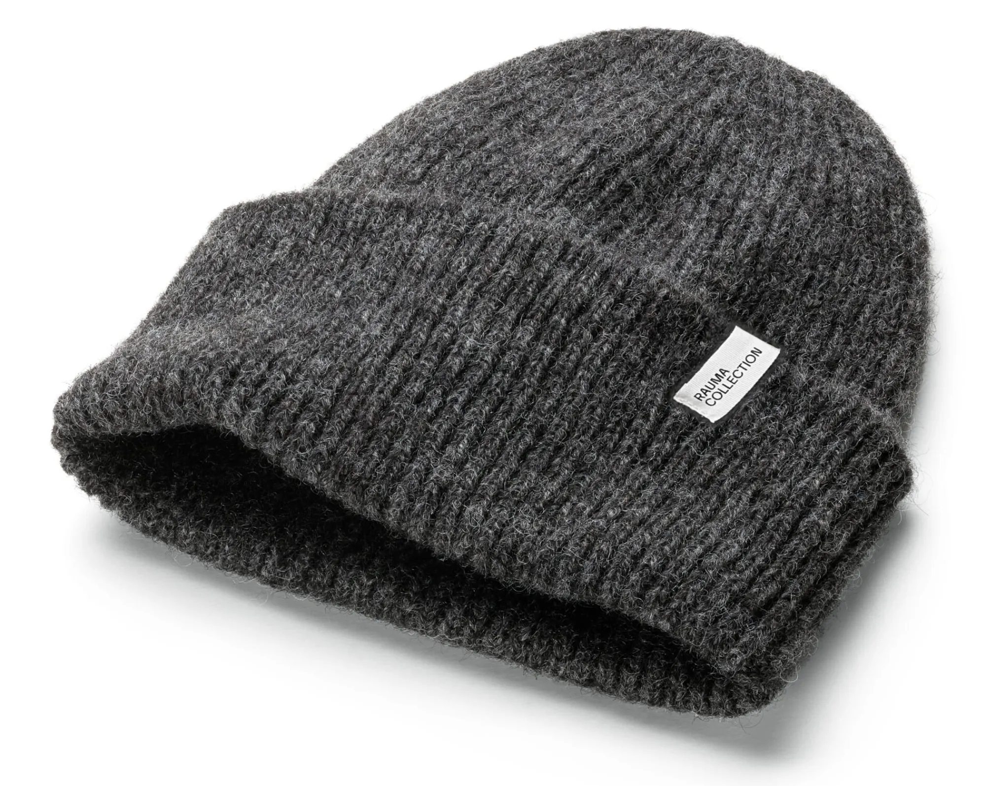 Mützen|Mützen * Rauma Ullvarefabrikk Unisex-Strickmütze Rippe Anthrazit