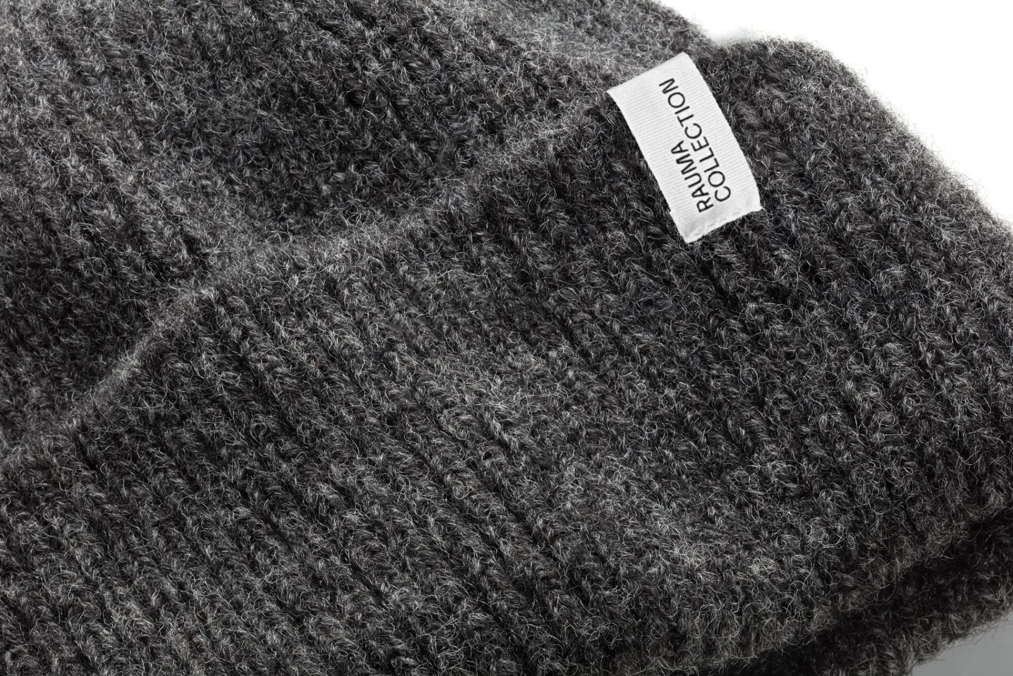Mützen|Mützen * Rauma Ullvarefabrikk Unisex-Strickmütze Rippe Anthrazit