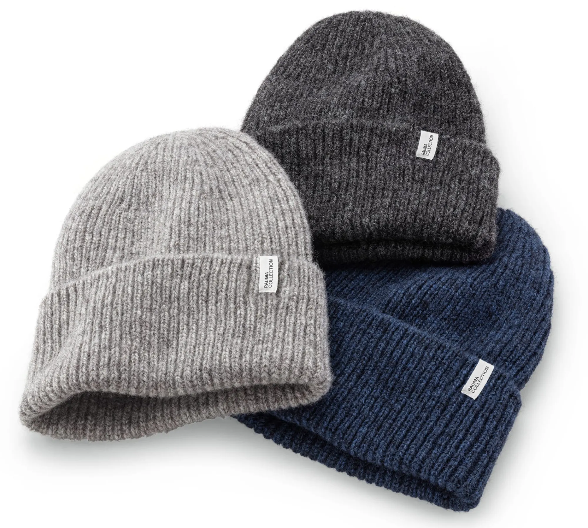 Mützen|Mützen * Rauma Ullvarefabrikk Unisex-Strickmütze Rippe Anthrazit