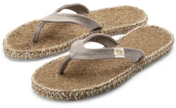 Sandalen|Freizeitschuhe * Werner Schuhe Unisex-Zehentrenner Naturfaser Taupe